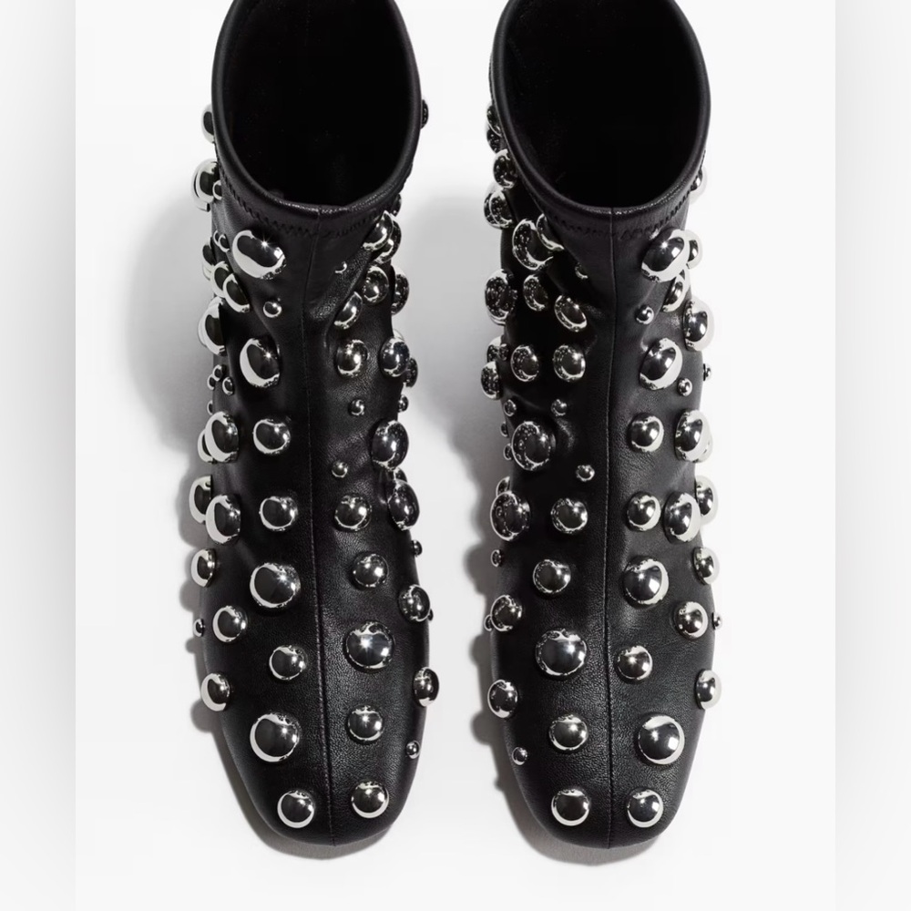 NWT H&M Black Studded Ankle Boots. Sz 5. Sold out